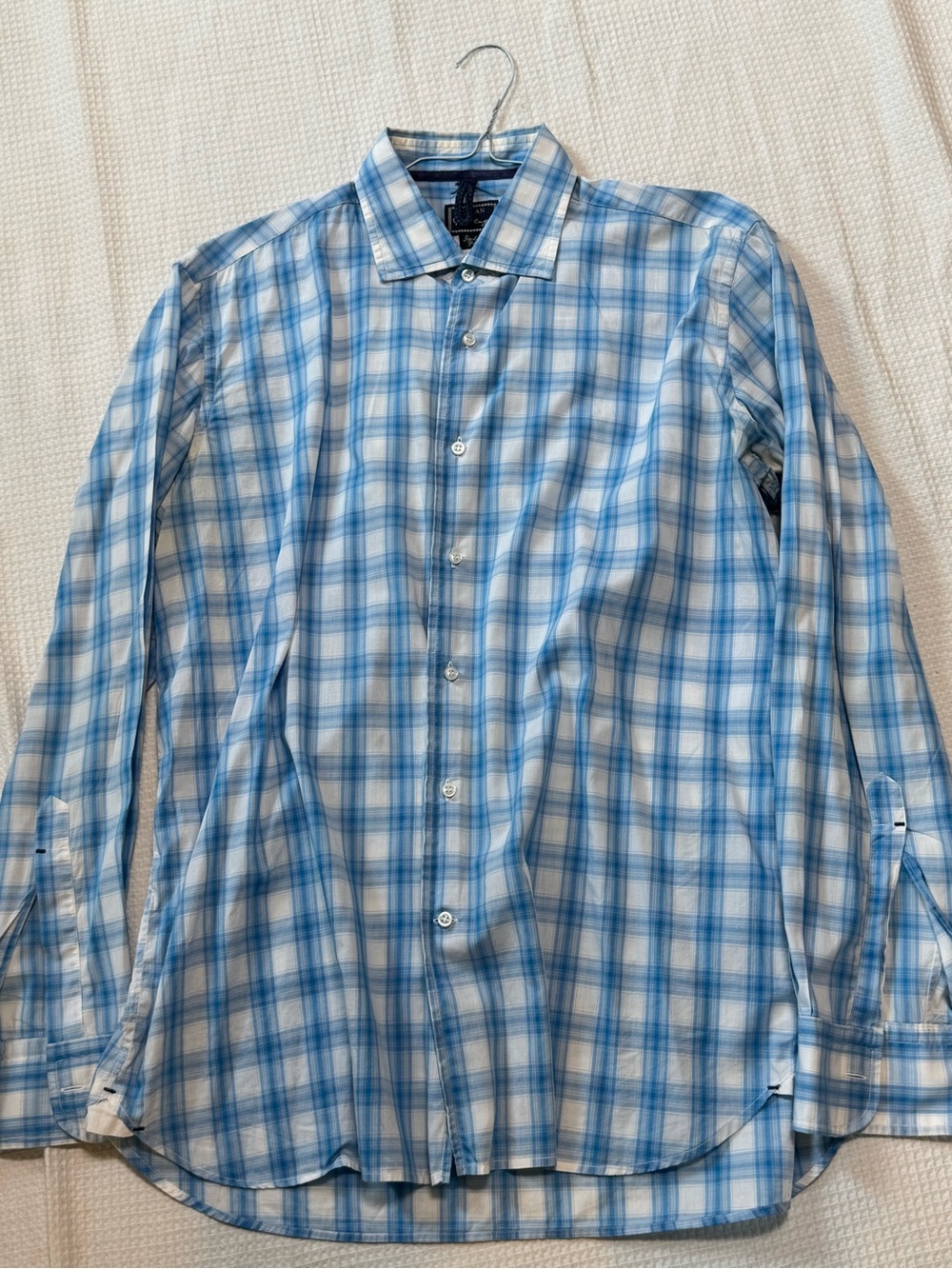 Orian made in Italy Men's Blue Plaid Dress Shirt